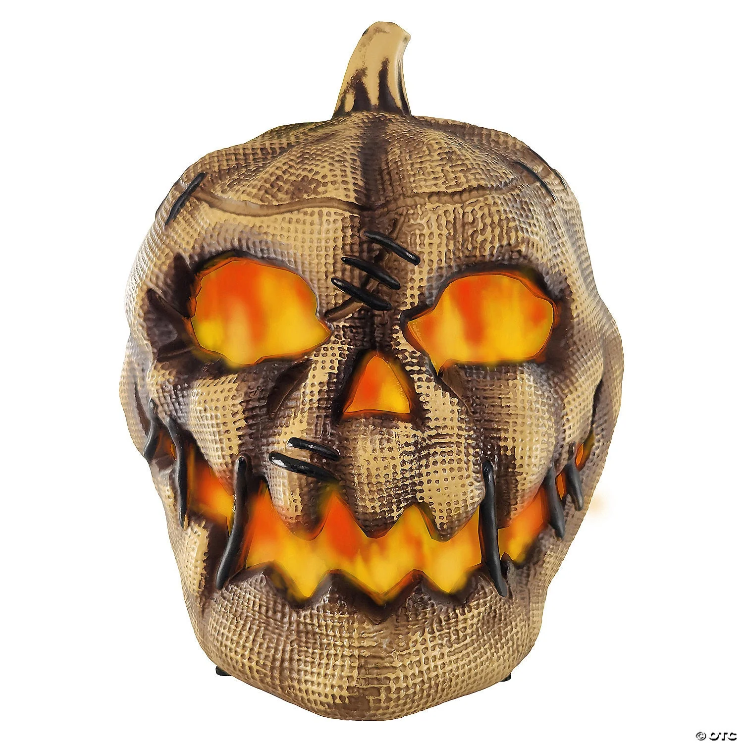 10" Animated Flaming Burlap Pumpkin - Image 2