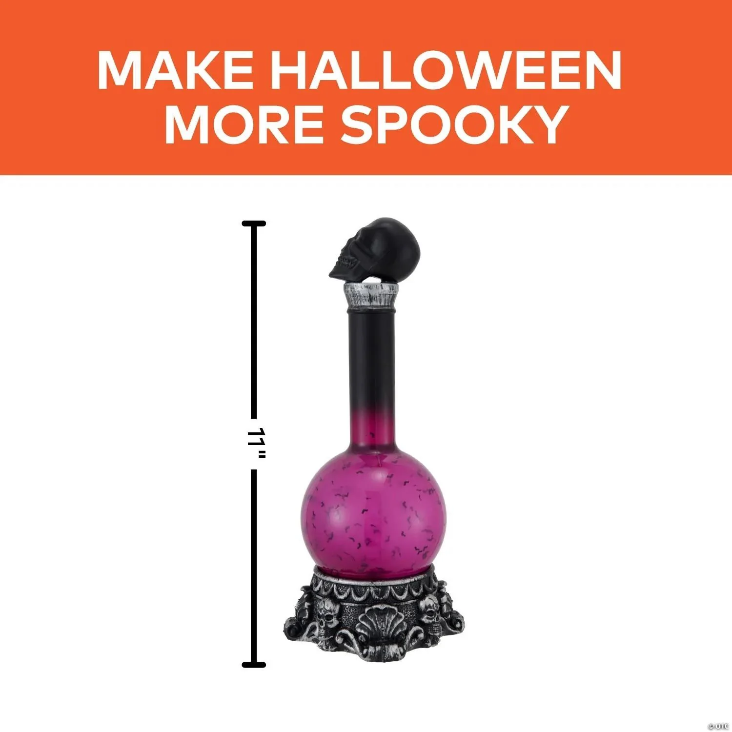 11" Light-Up LED Purple Potion Bottle with Skulls - Image 2