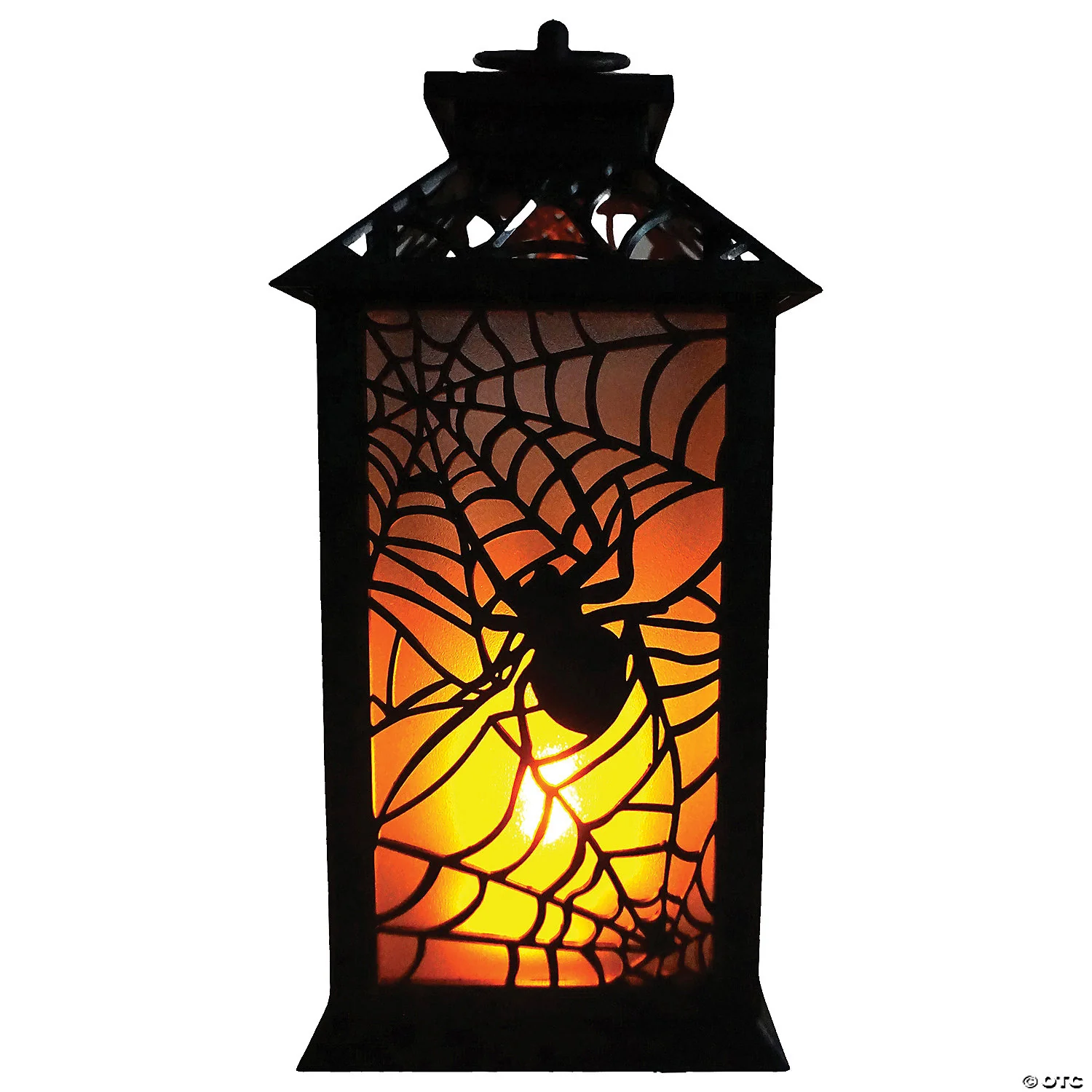11.5" Flaming LED Plastic Lantern with Spider - Image 2