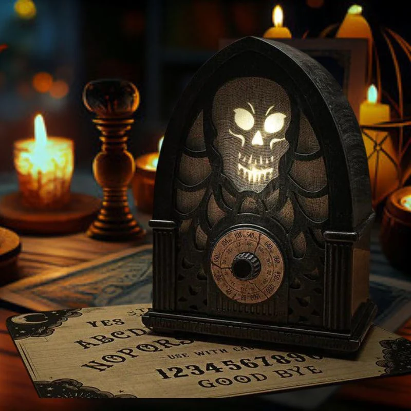 12-Inch Light-Up Black Haunted Radio