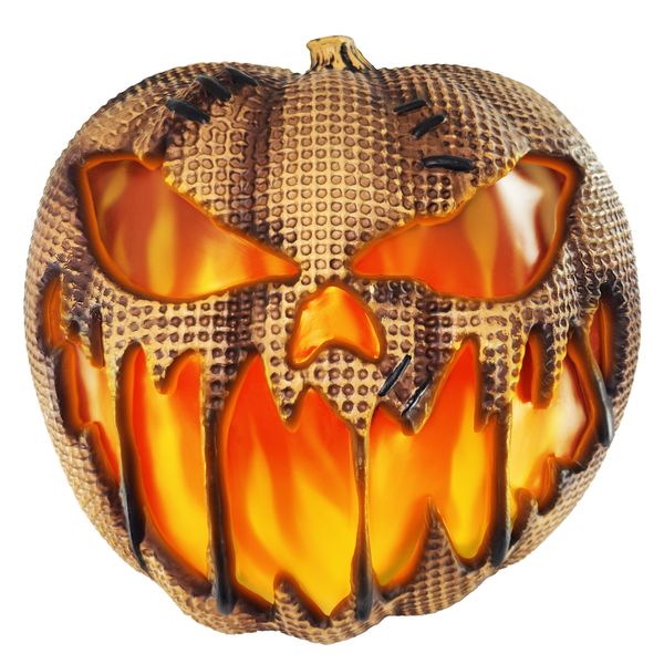 14” Flaming Burlap Pumpkin - Image 2