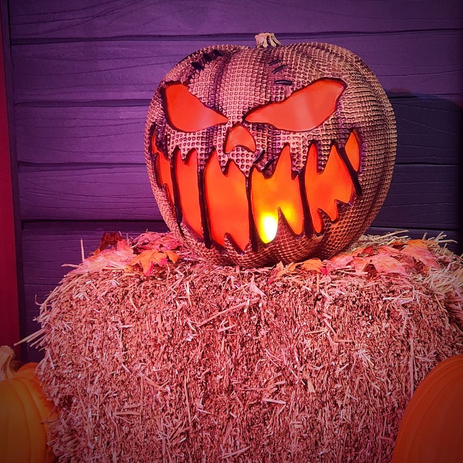 14” Flaming Burlap Pumpkin - Image 3