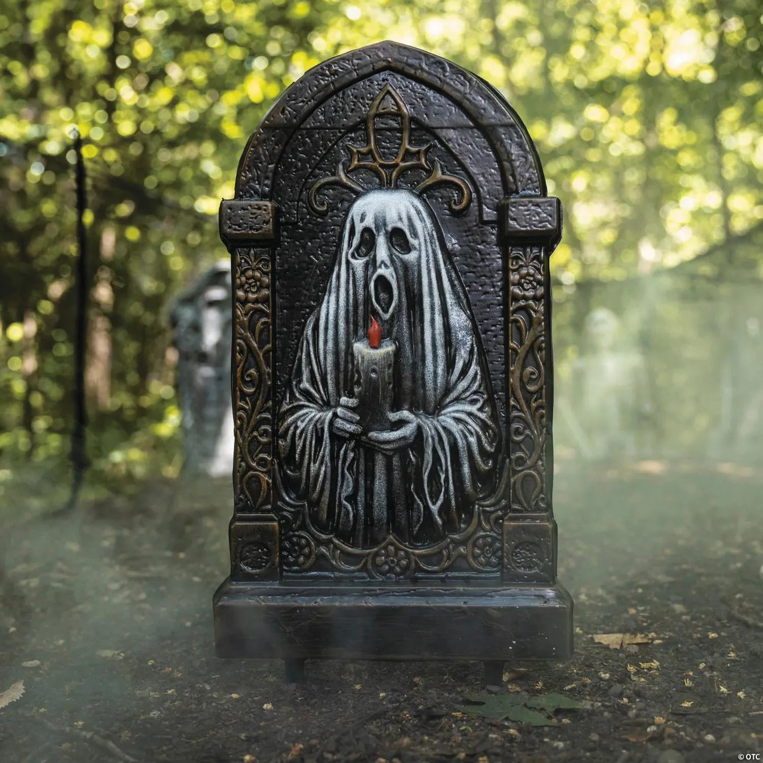 21" Tombstone with Ghost Holding a Candle