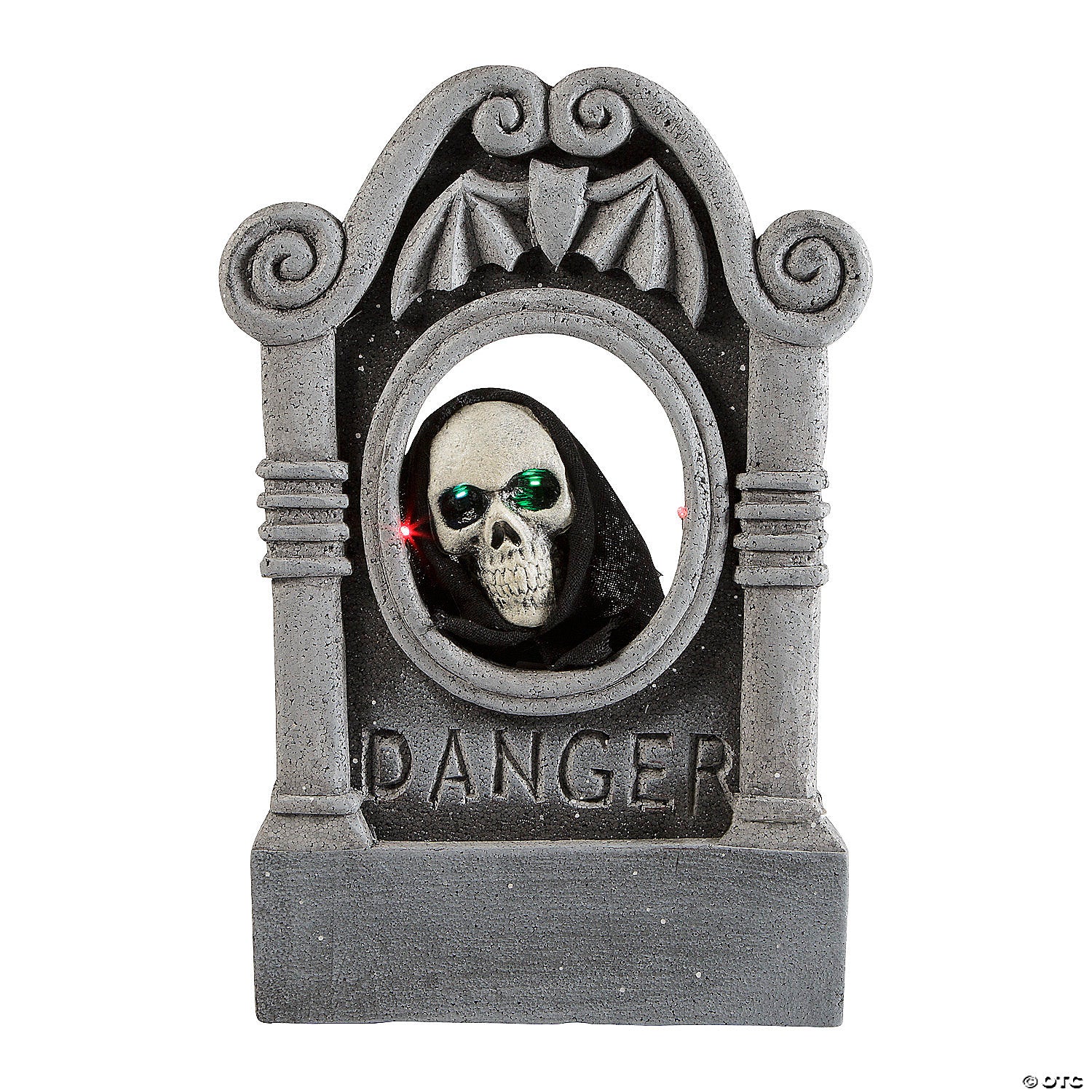 22" Grey Tombstone with Light-Up Moving Skeleton Head - Image 2