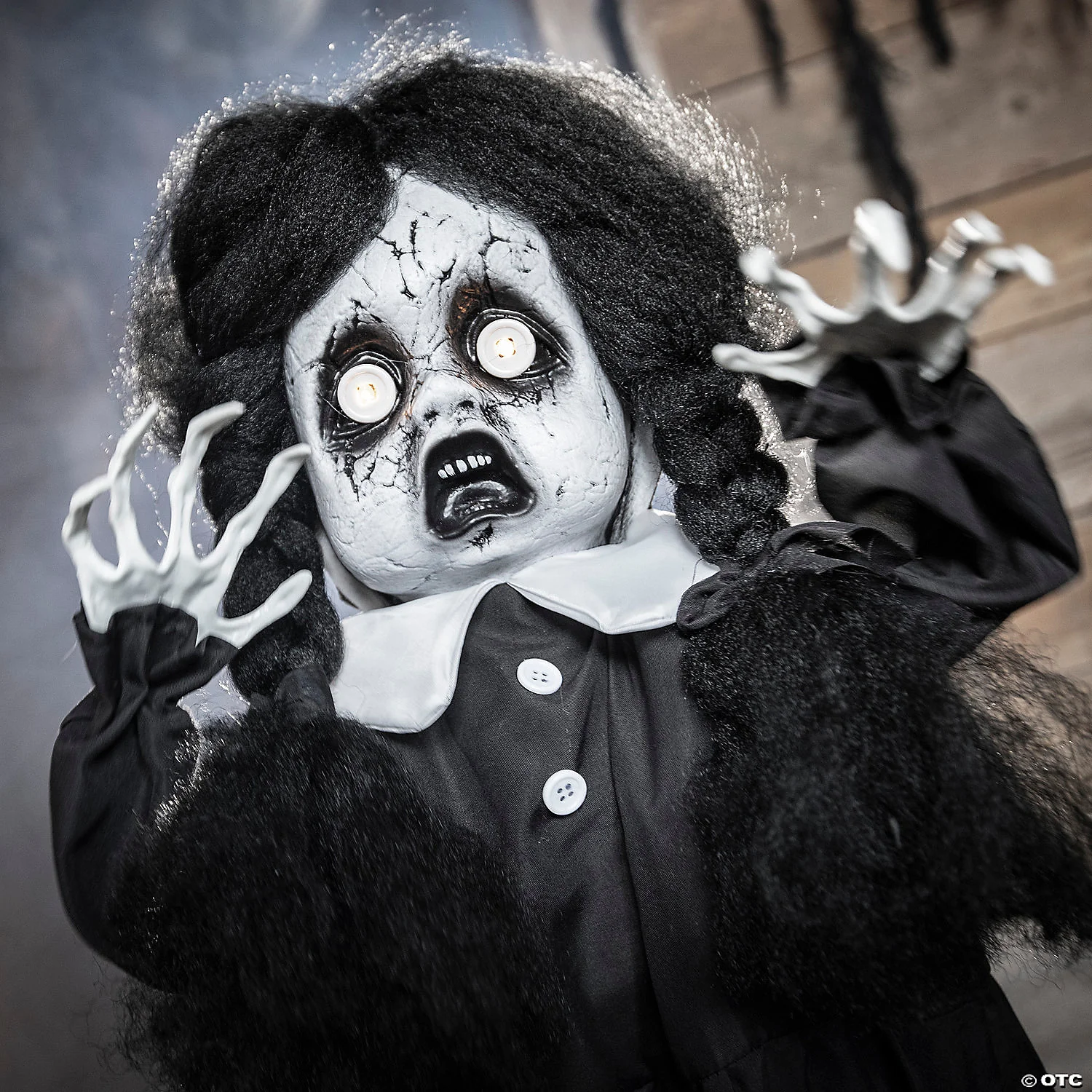 3 Ft. Black and White Scary Girl Animated Prop - Image 2