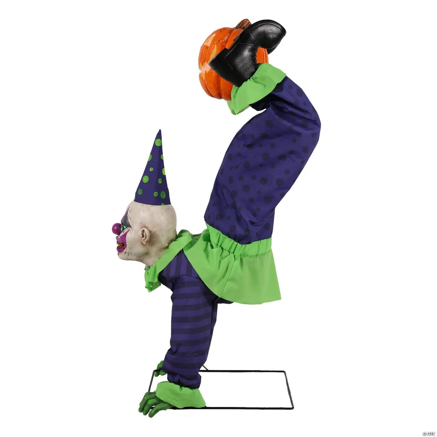 5 Ft. Animated Light-Up Upside-Down Clown with Jack-O'-Lantern - Image 3