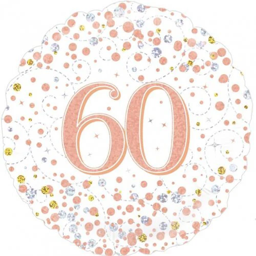 60 Sparkling Fizz Rose Gold Confetti Dots Round Foil Balloon - 45cm