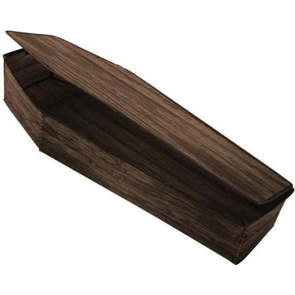 60" Wooden Look Coffin With Lid Brown