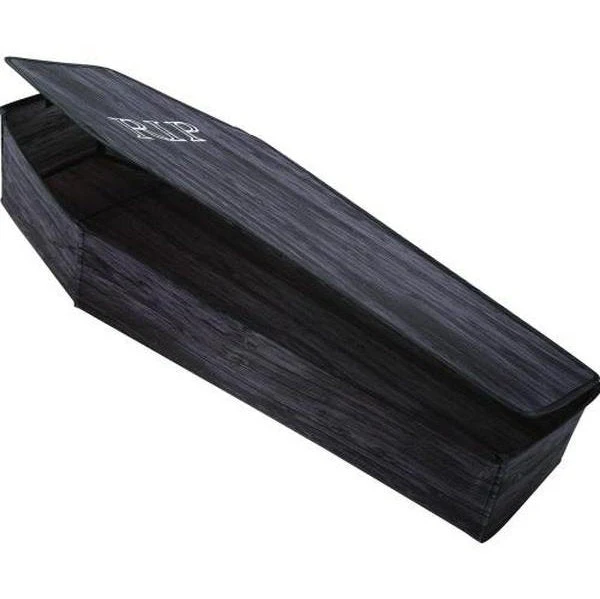 60" Wooden Look Coffin With Lid Black