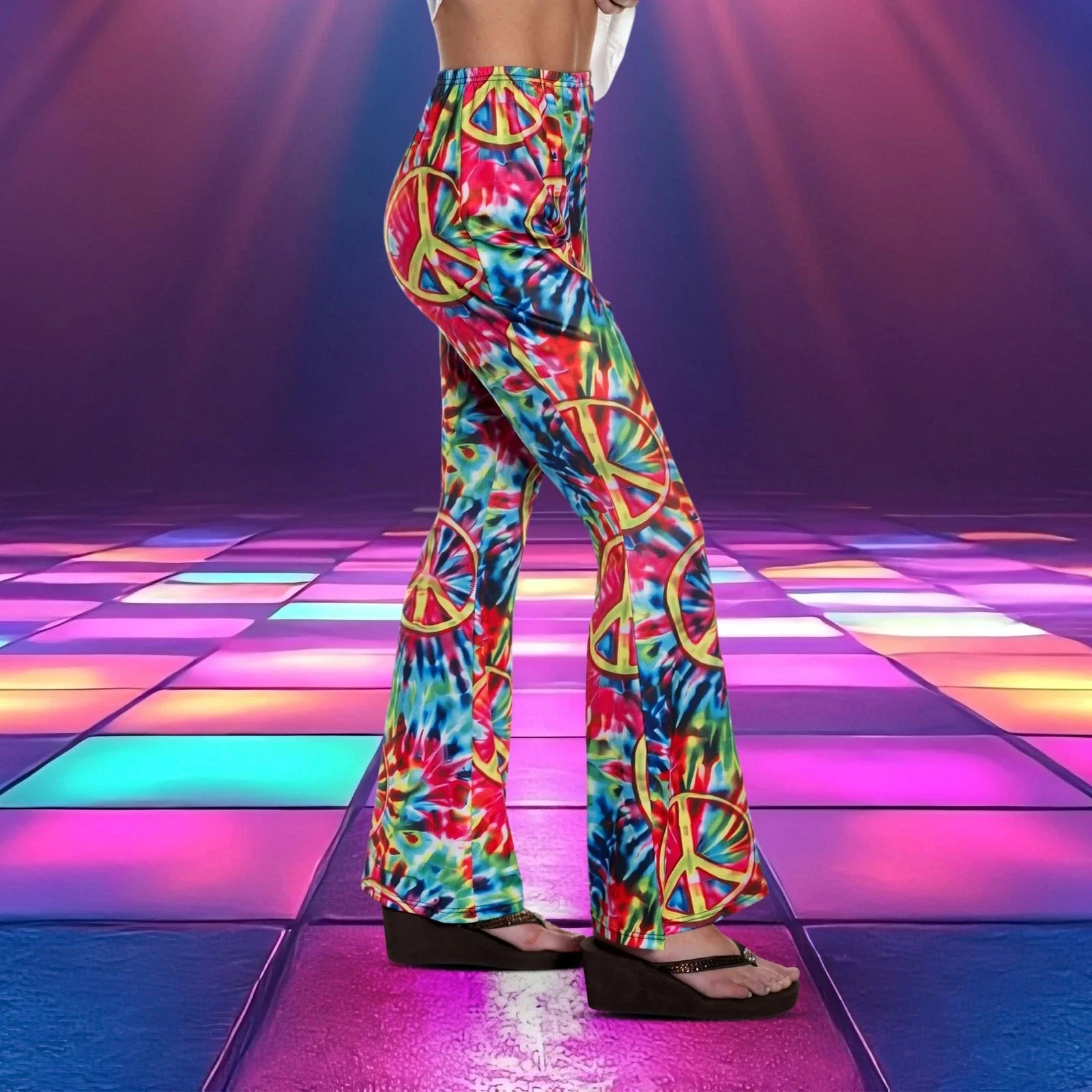 60's Tie-Dye Women's Costume Bell Bottoms - Image 2