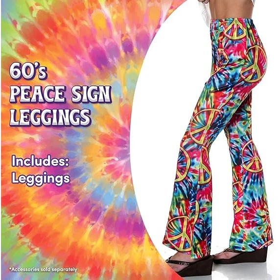 60's Tie-Dye Women's Costume Bell Bottoms - Image 3