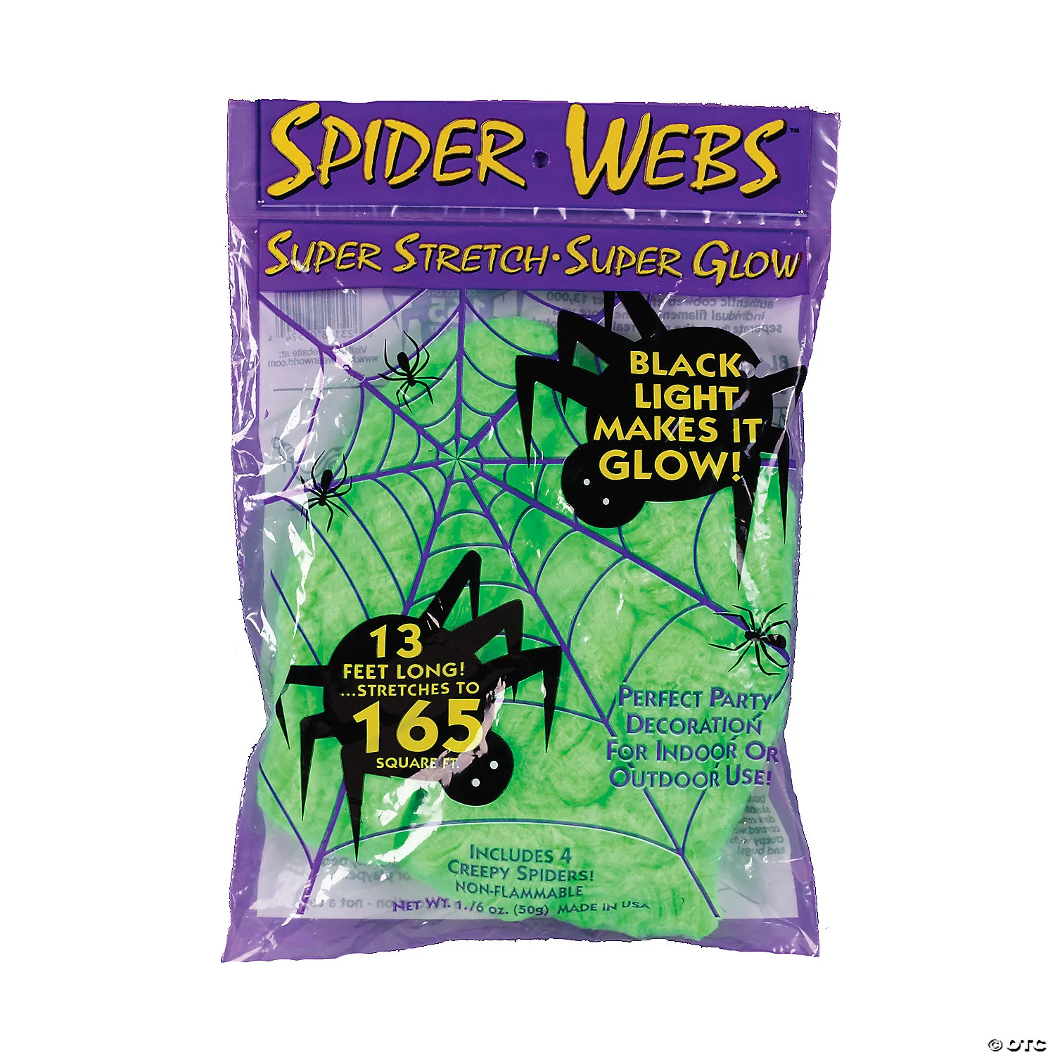 65 Sq. Ft. Super Stretch Glowing Green Spider Web Decoration