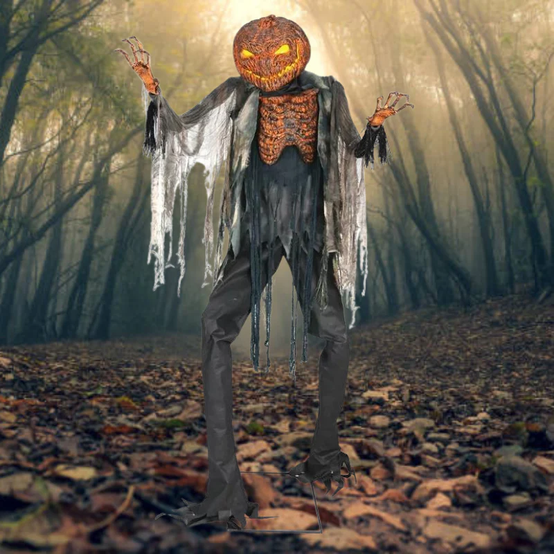 7' Scorched Scarecrow Animated Prop Without Fog Machine
