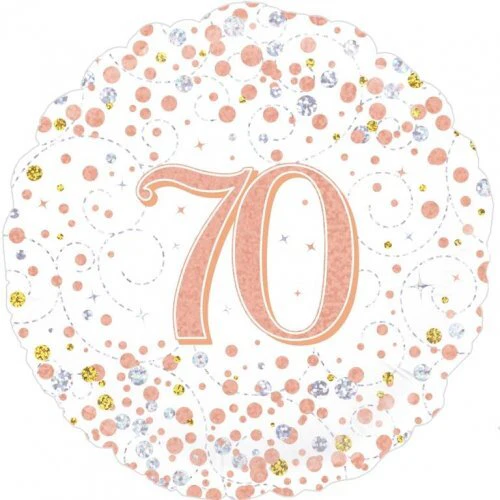 70 Sparkling Fizz Rose Gold Confetti Dots Round Foil Balloon - 45cm