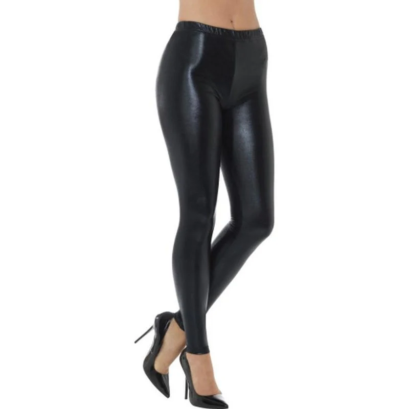80s Metallic Disco Leggings - Black - Image 2
