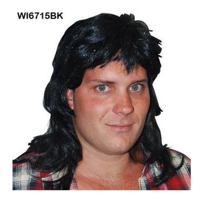 80 S Mullet Black Wig