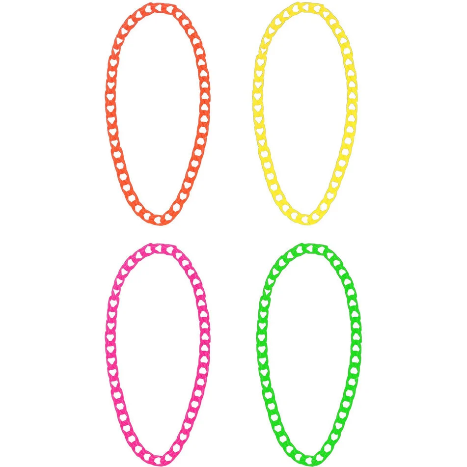 80s Neon Chain Necklaces, 4Pk - Image 2