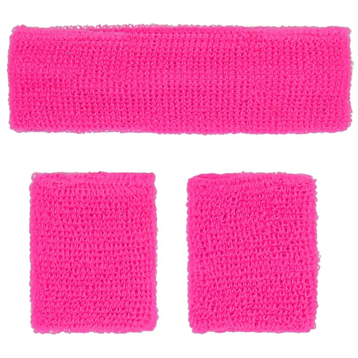 80s Neon Sweatbands, Pink - Image 2