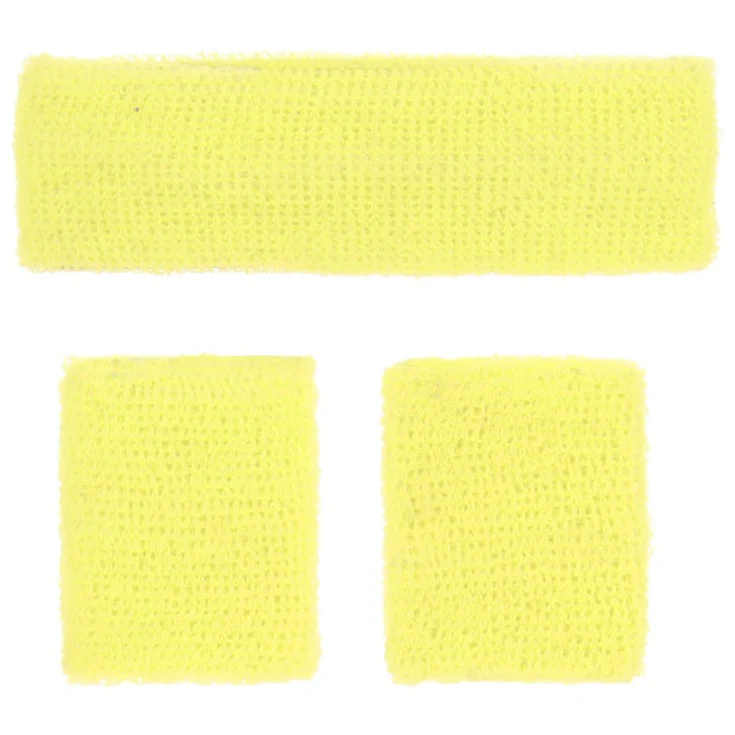 80s Neon Sweatbands, Yellow - Image 2