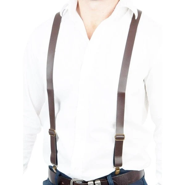 Adult Brown Leather Look Braces