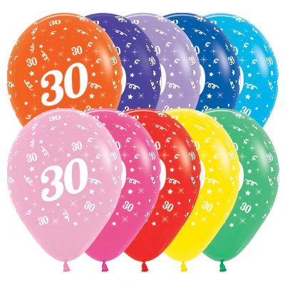 Age 30 Fashion Assorted 30cm Latex Balloons
