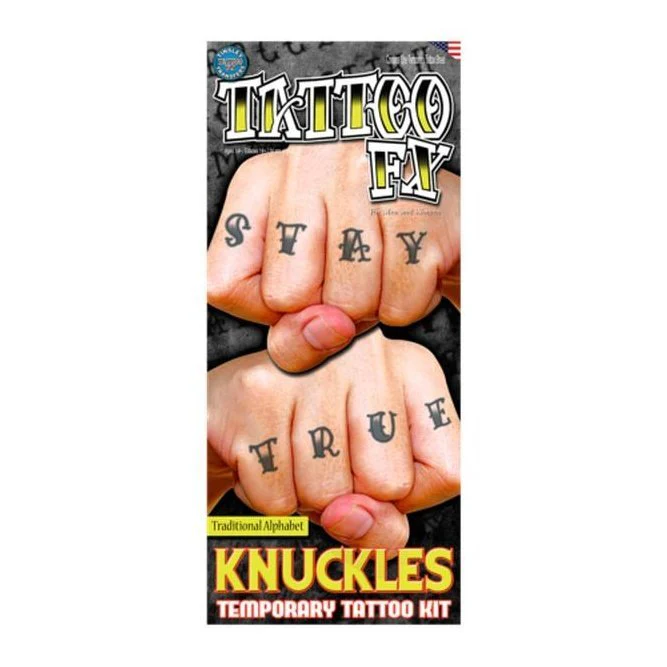 Alphabet Traditional Knuckles Kit Temporary Tattoos