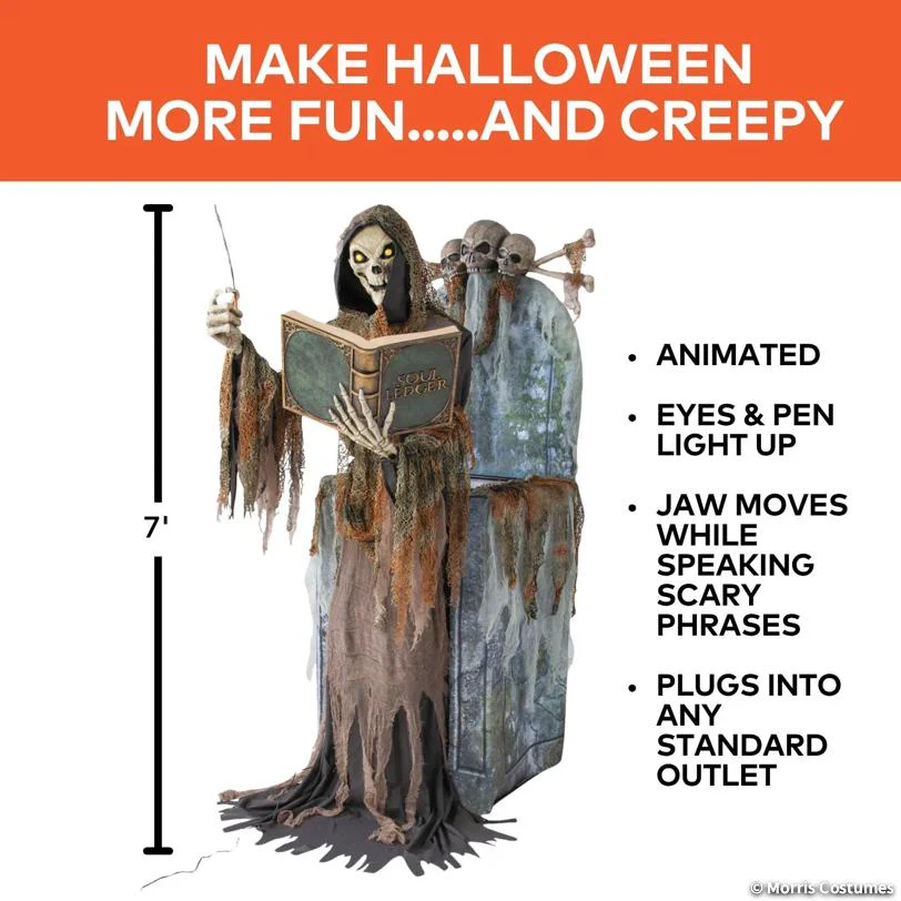 Animated Soul Collector - 7 Ft - Light-Up Halloween Prop - Image 3