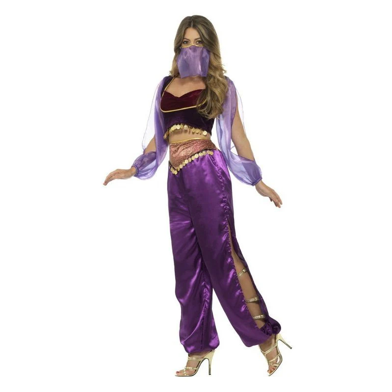 Arabian Princess Costume, Purple, with Trousers, Top & Face Veil - Image 2