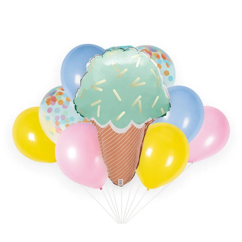 Pastel Ice Cream Confetti Balloon Bouquet Kit (9 Pack)