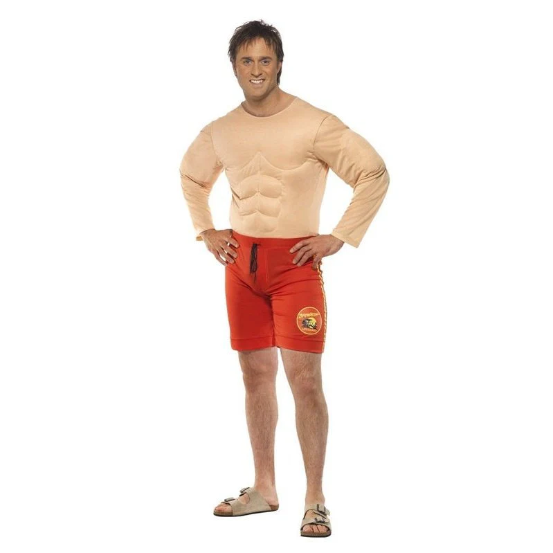 Baywatch Lifeguard Costume with Muscle Chest - Image 4