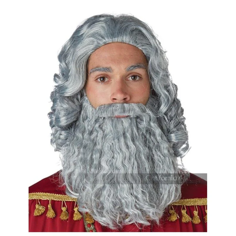 Biblical King Wig & Beard/Adult Grey