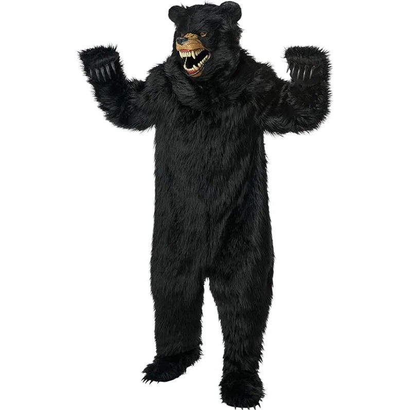 Black Bear Adult Deluxe Costume with Moveable Jaw Mask - Image 2