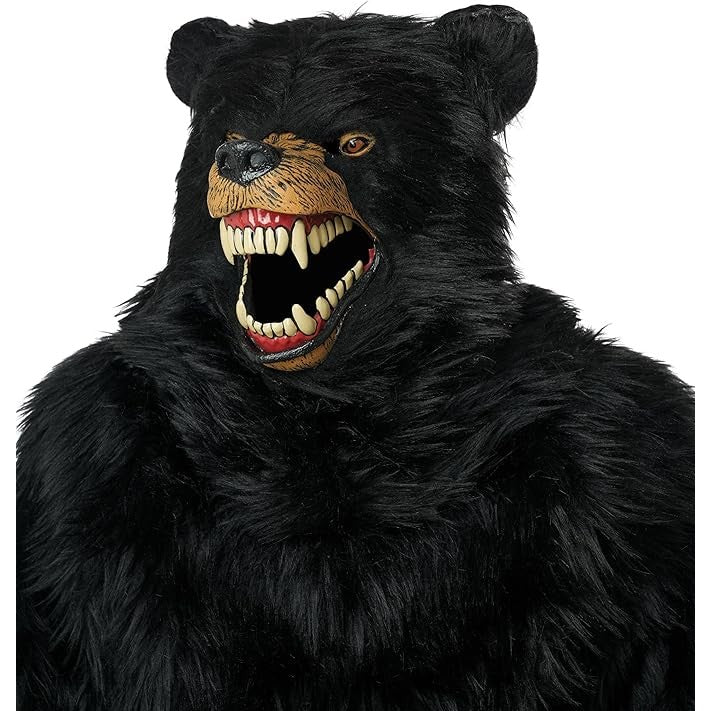Black Bear Adult Deluxe Costume with Moveable Jaw Mask - Image 5
