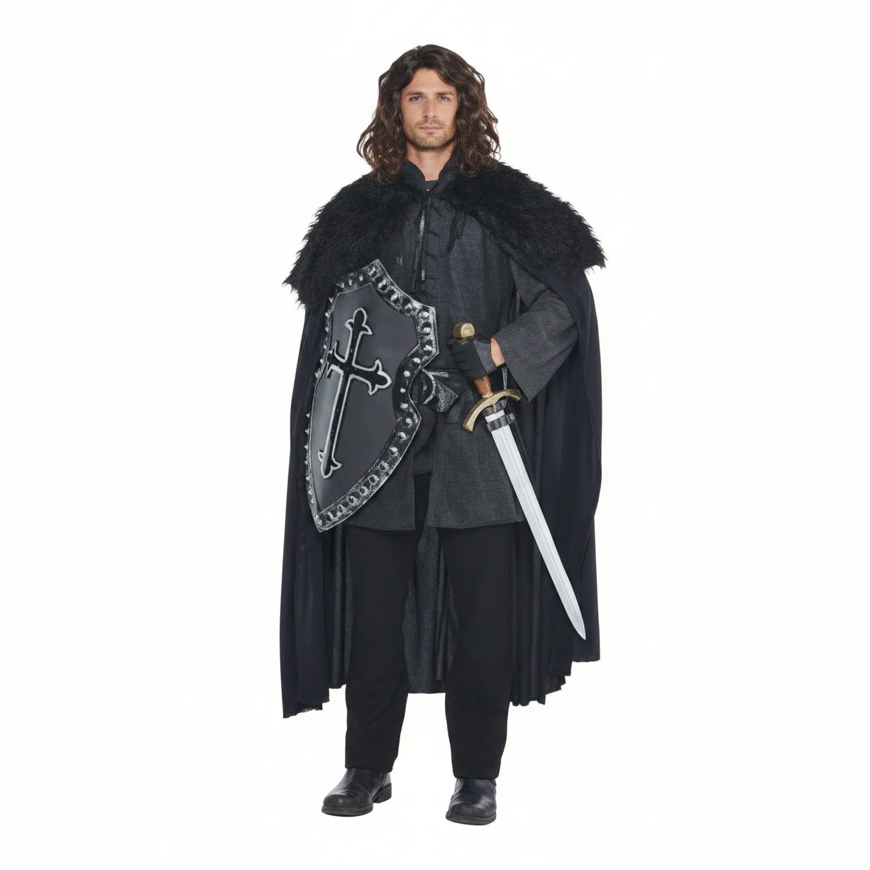 Black Faux Fur Cloak