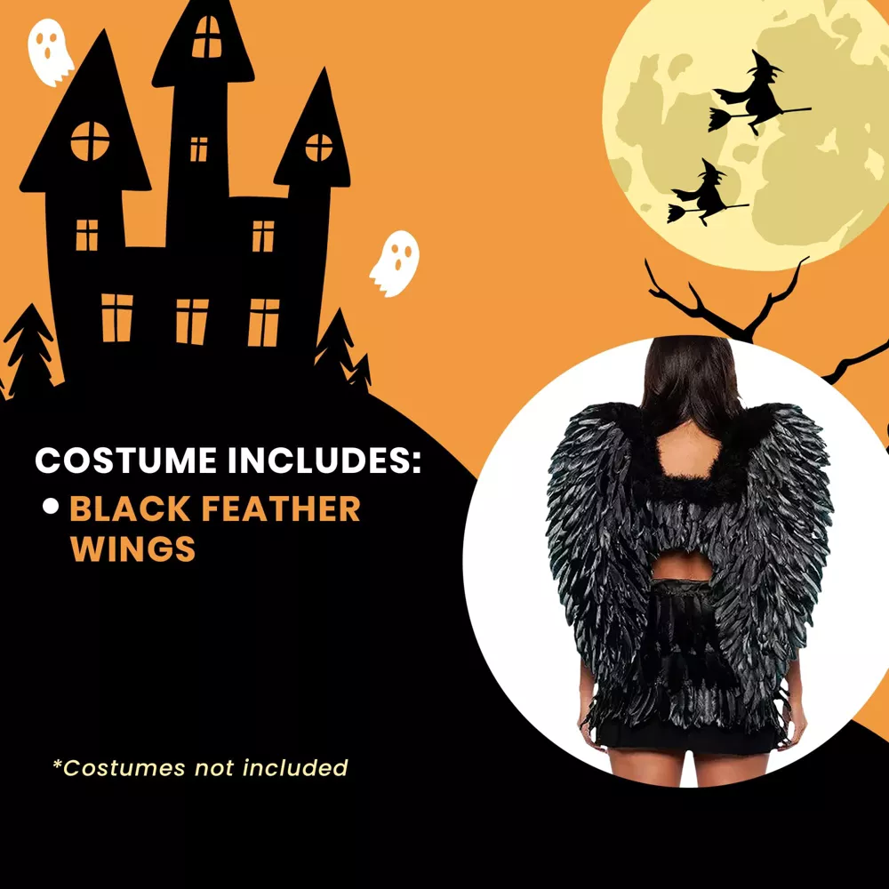 Black Feather Wings Adult - Image 2
