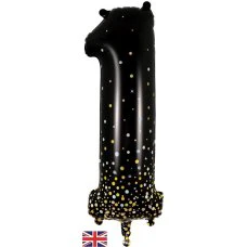 Sparkling Fizz Black & Gold Number 1 Foil Balloon 86cm