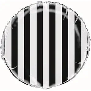 Black Striped Round Foil Balloon 45cm