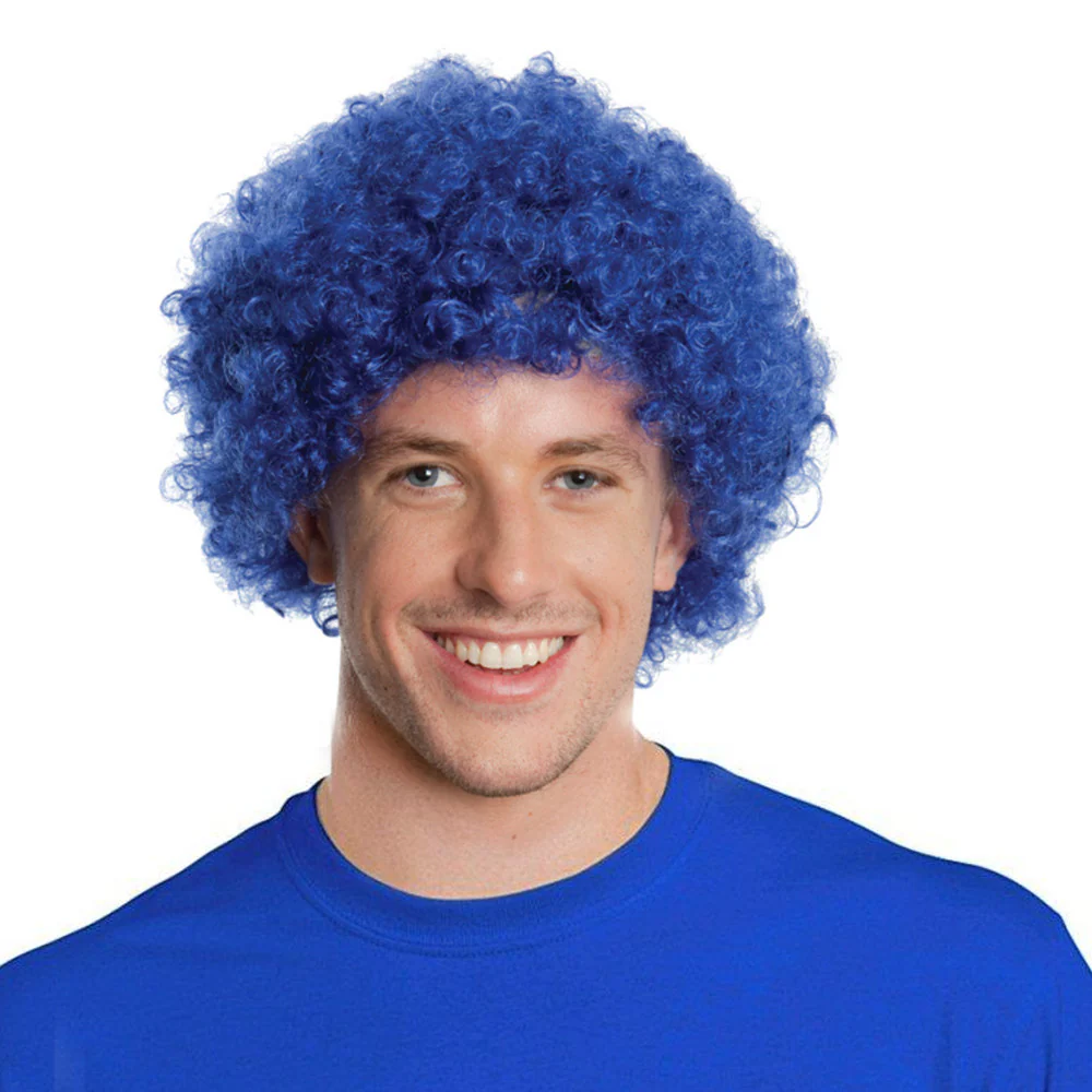 Blue Afro Wig – NSW Blues State of Origin Fan Wig - Image 2