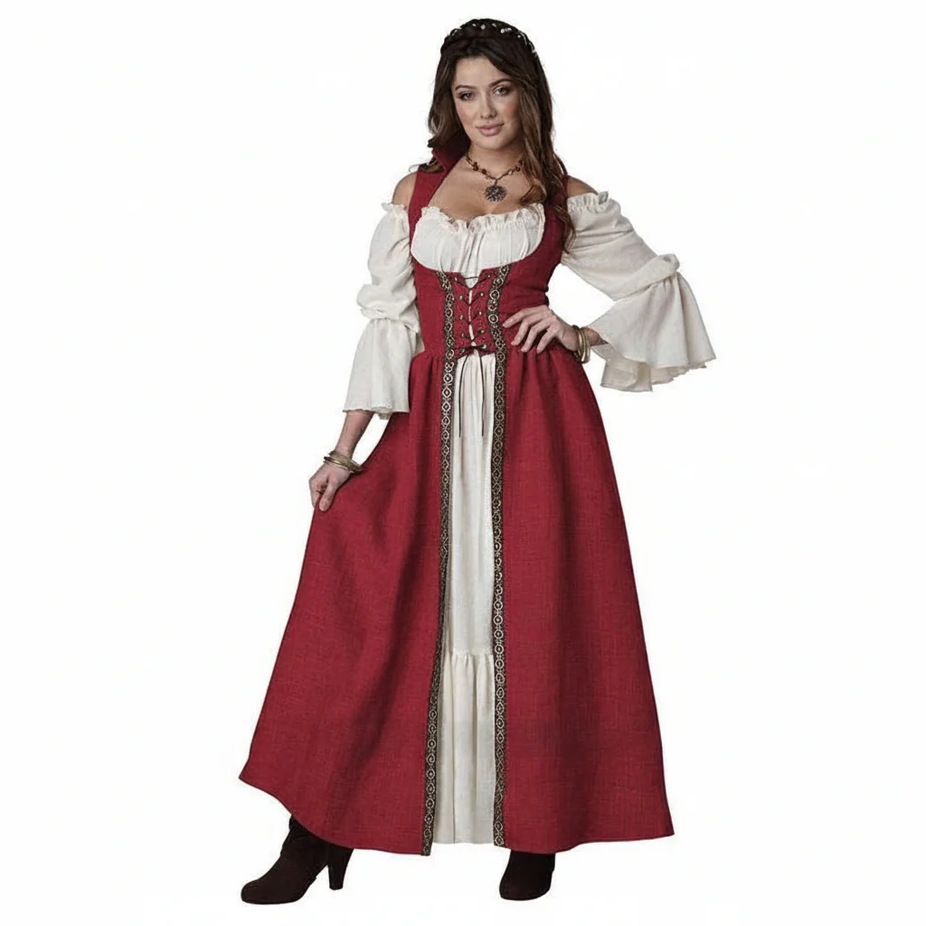 Burgundy Medieval Overdress Adult Costume