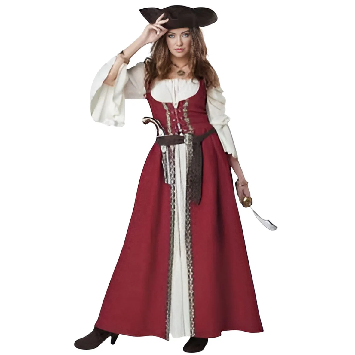 Burgundy Medieval Overdress Adult Costume - Image 2