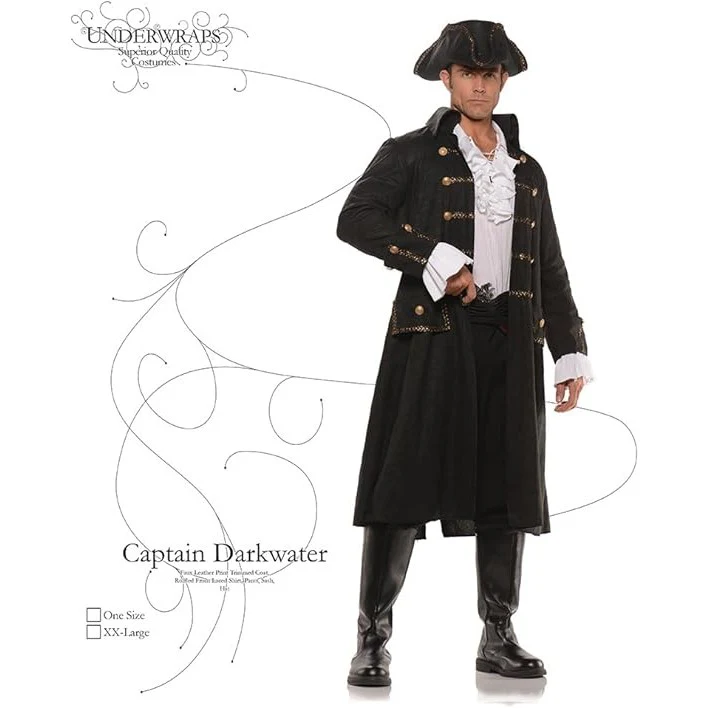 Captain Darkwater Black Pirate Costume - Image 2