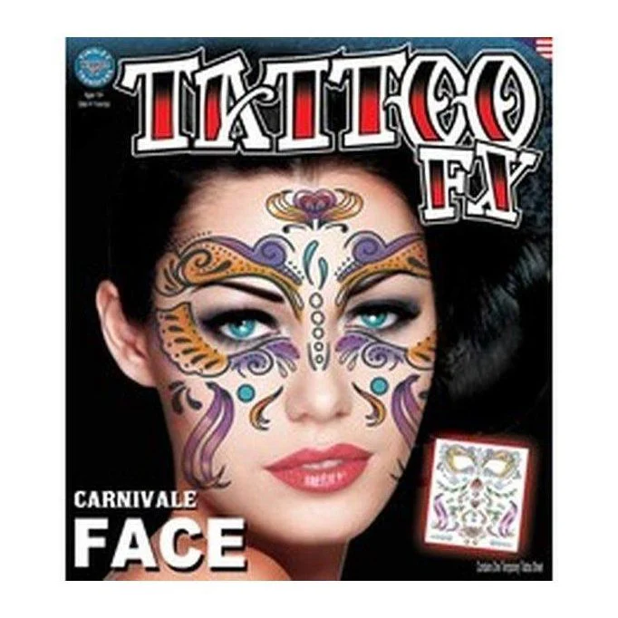Carnivale' Face Full Face Temporary Tattoo