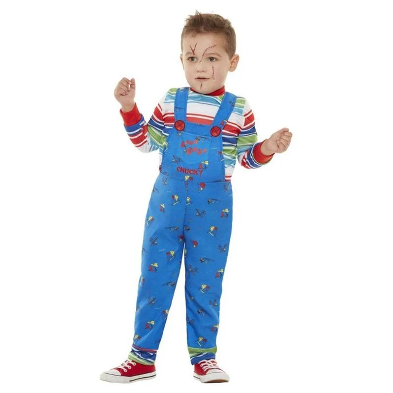 Chucky Costume, Blue, Top & Printed Dungarees - Image 4