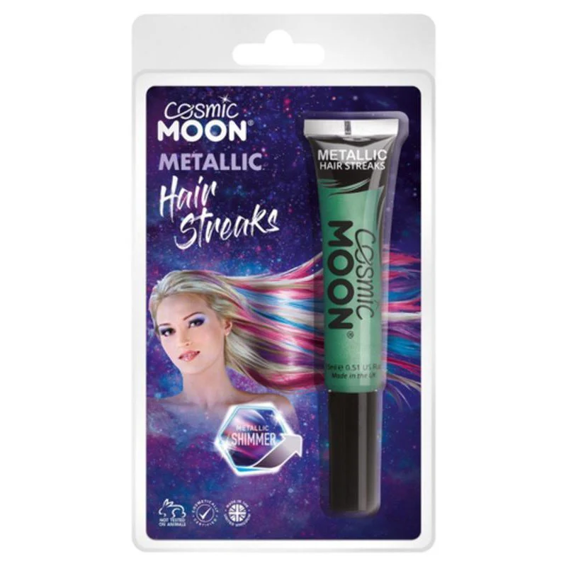 Cosmic Moon Metallic Hair Streaks, Green, Clamshell