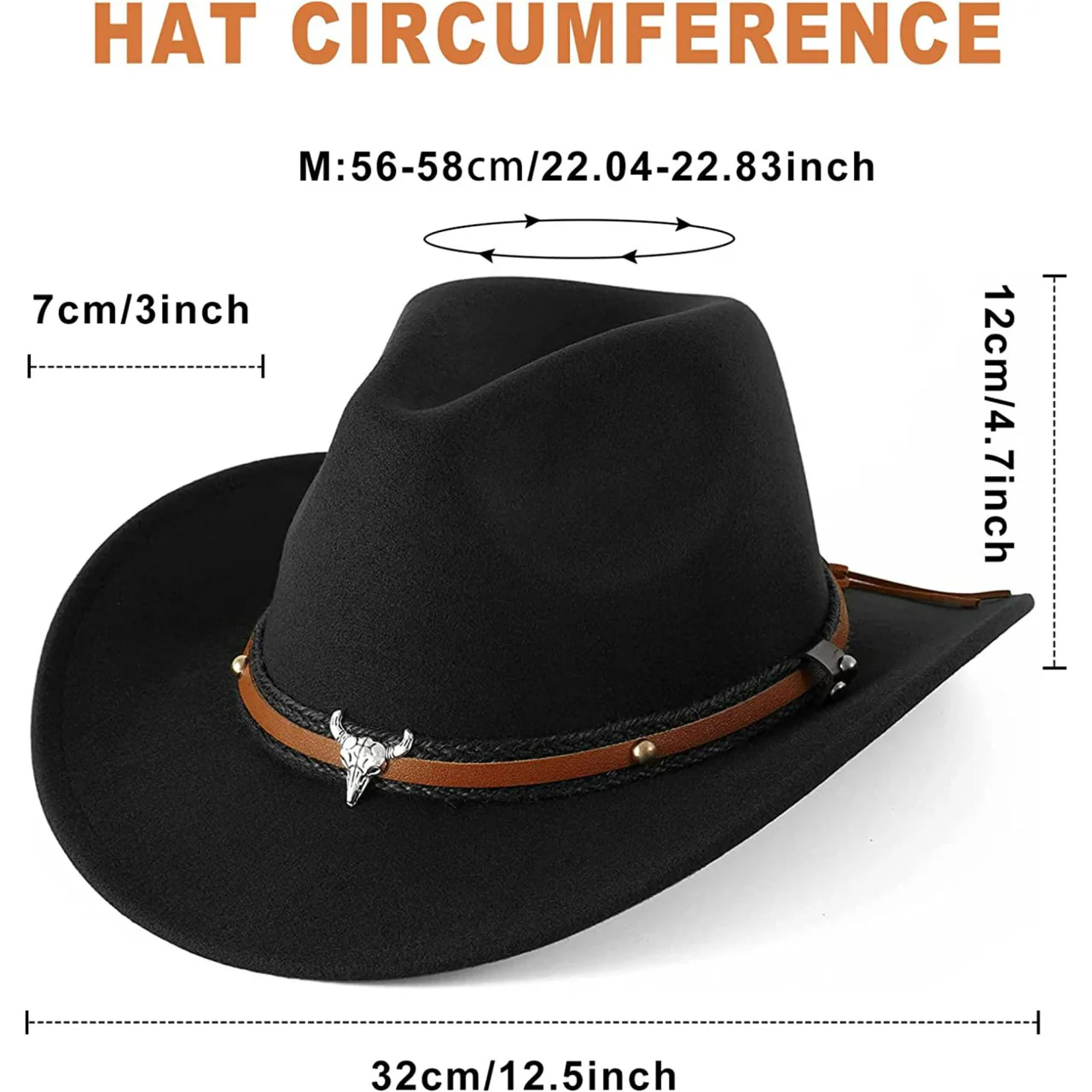 Cowboy Hat with Bull Head Band - Image 2