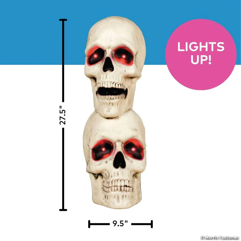 Creepy Bones Plastic Stacked Human Skulls | 27 1/2" Tall - Image 2