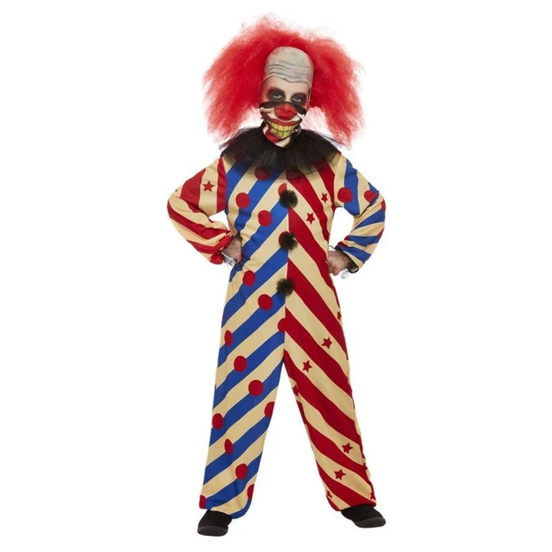 Creepy Clown Costume, Red & Blue, All In One, Child - Image 2