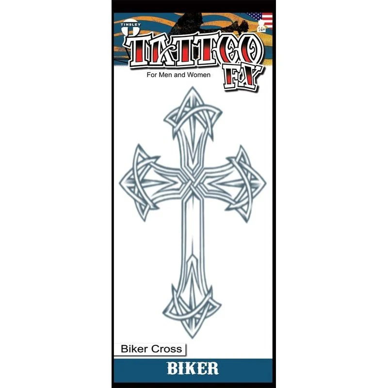 Cross Biker Temporary Tattoos - Image 2