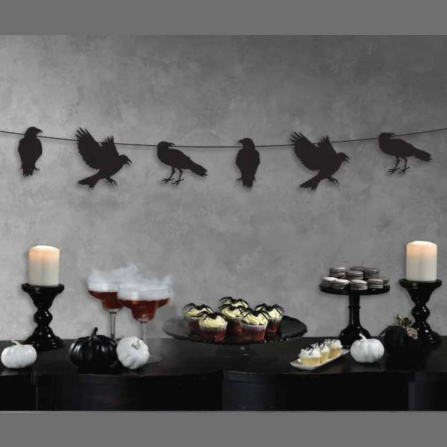 Crow Bunting String Banner Halloween Decoration
