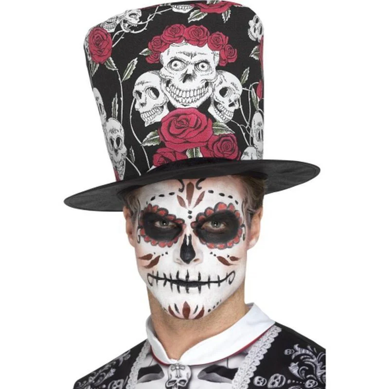 Day of the Dead Skull & Rose Top Hat